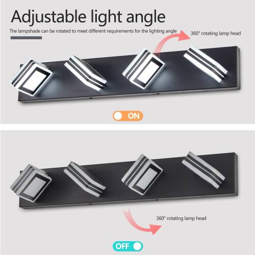 Adjustable light angle  
The lampshade can be rotated to meet different requirements for the lighting angle  
360° rotating lamp head  
ON  
360° rotating lamp head  
OFF