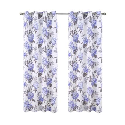 Front. Olivia Gray - Olivia Gray 100% Polyester 200 GSM Hydrangea Printed Blackout Grommet Curtain Panel 54" x 90" Lilac - Lilac.