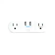 Front. Emerson - Emerson SmartVoice 4-in-1 Dual Wall Plug, 30+ Voice Control Commands, No APP, No WIFI, 2 Outlets, 2 USB-A Ports, Timer - White.