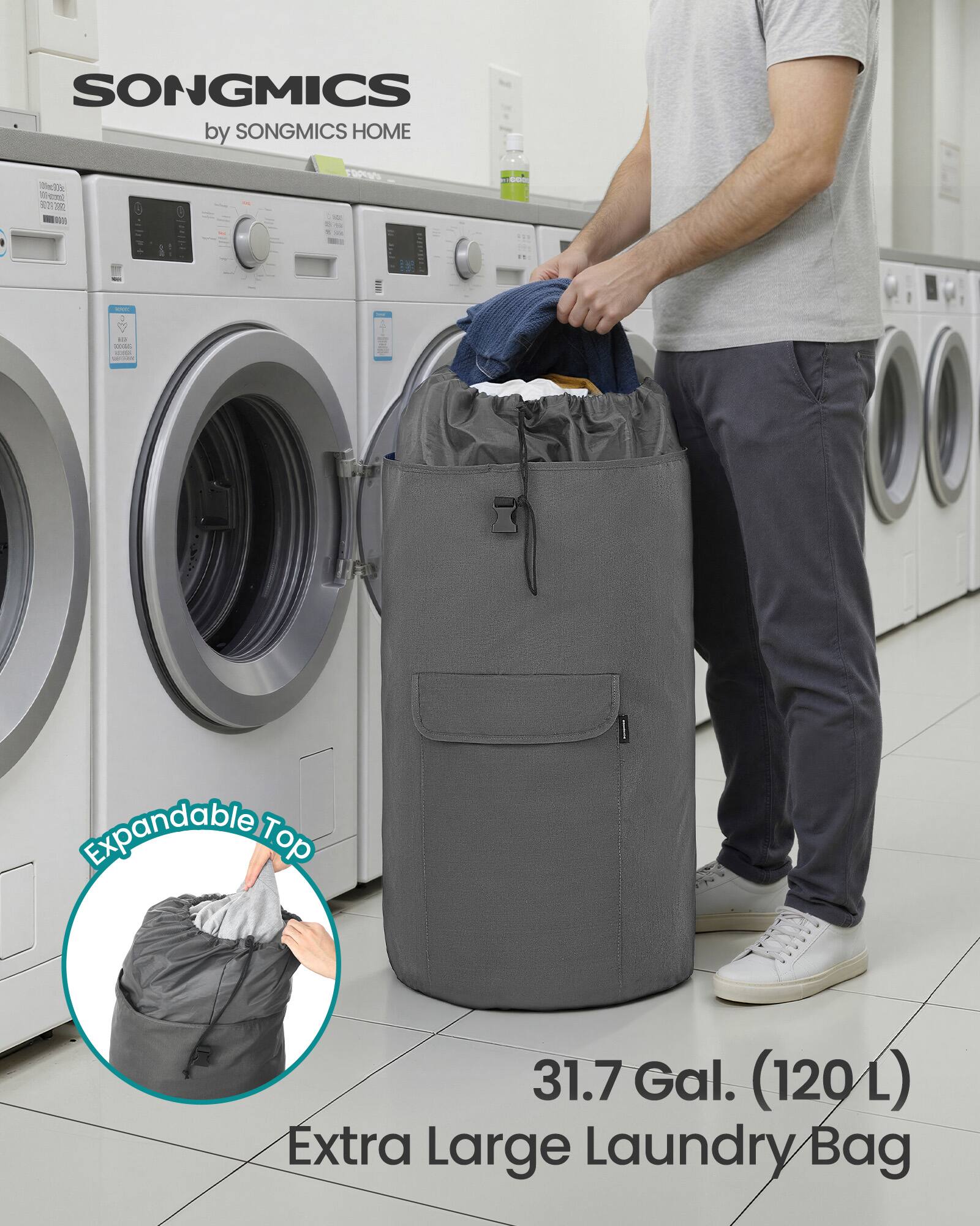 SONGMICS by SONGMICS HOME

Expandable Top 31.7 Gal. (120 L) Extra Large Laundry Bag