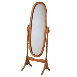Hivvago - Oval Cheval Mirror - Oak Finish