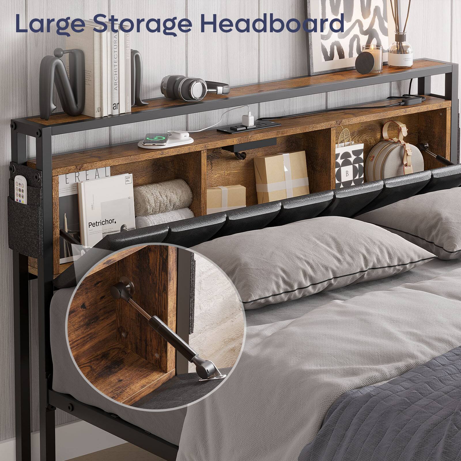 Large Storage Headboard ARCHITECTURA V a 080 EREAL Petrichor