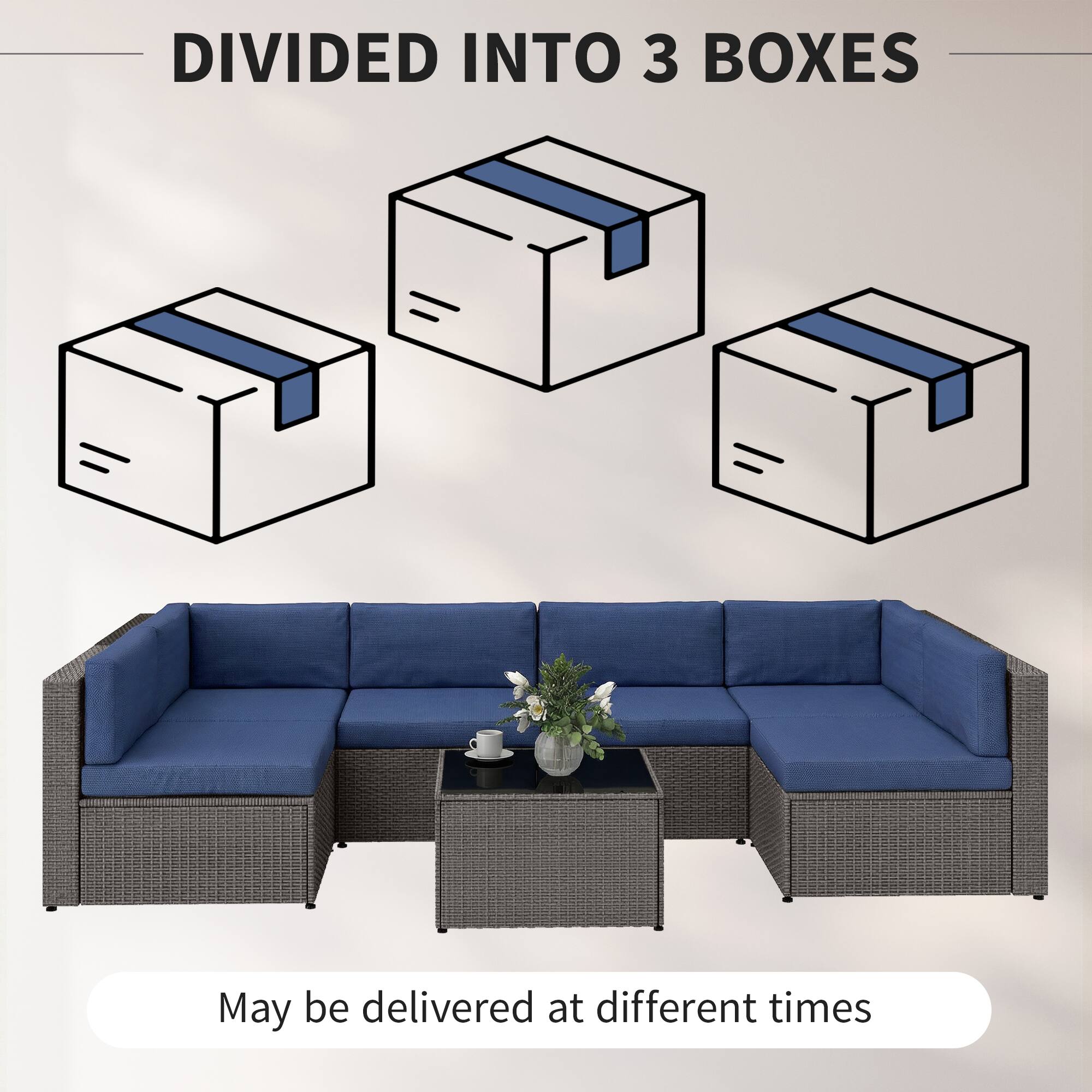 DIVIDED INTO 3 BOXES  
May be delivered at different times