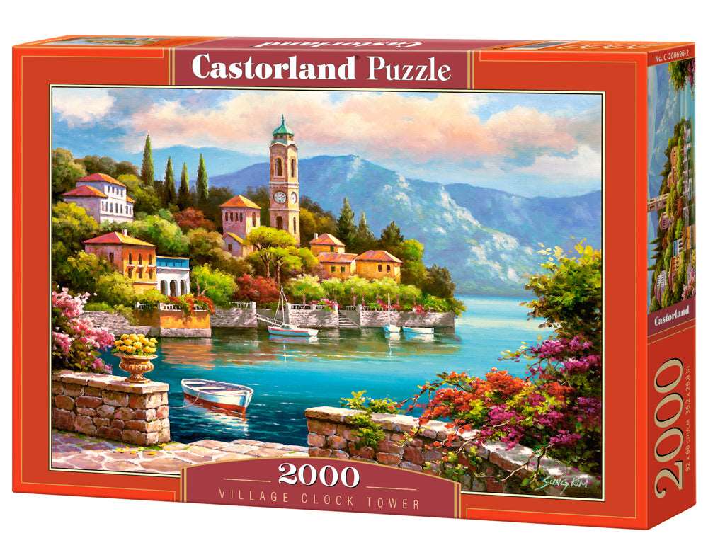 Castorland Puzzle, 2000 VILLAGE CLOCK TOWER, 97 pieces, 36.2x26.83 inches, 2000 pieces, G