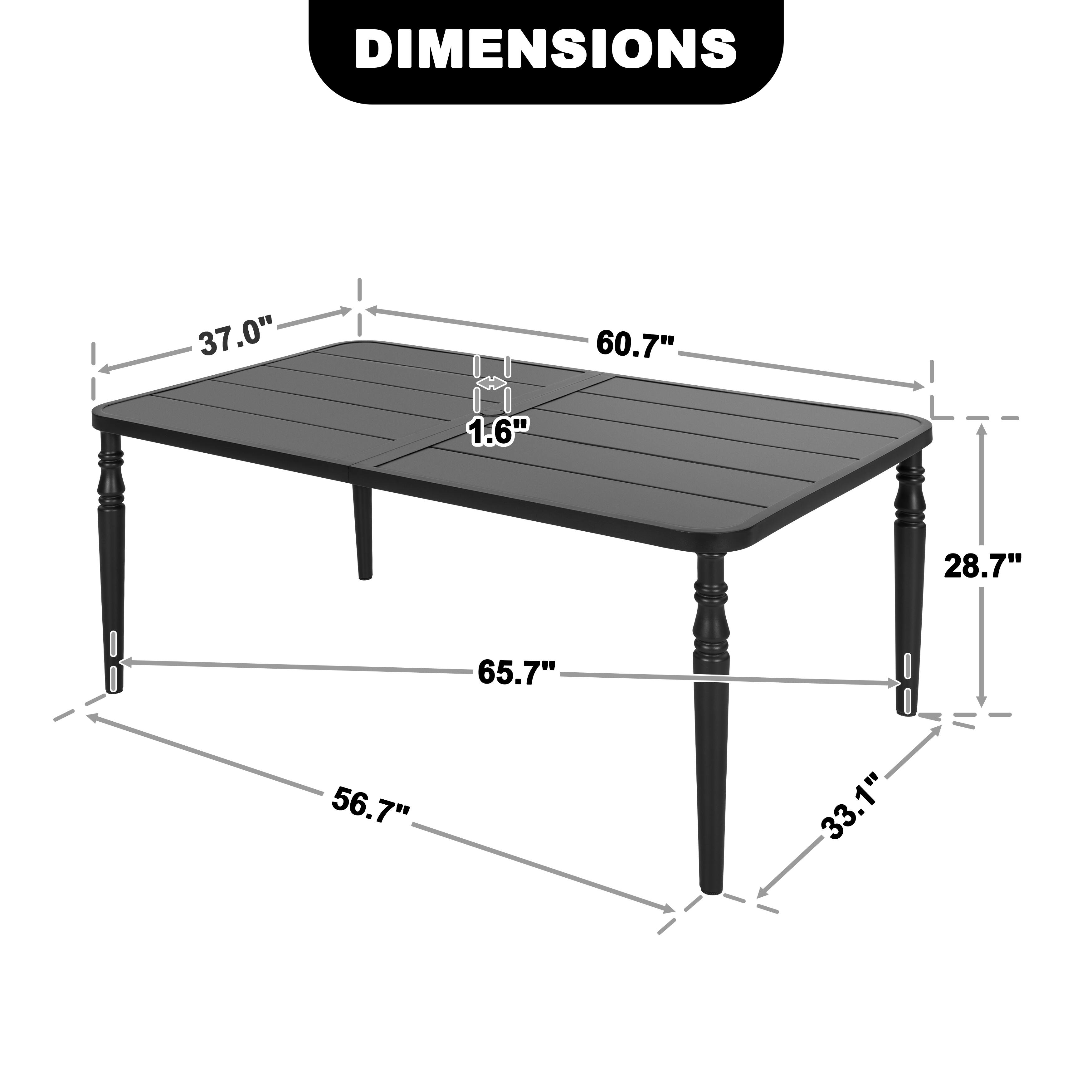 DIMENSIONS  
37.0" 60.7" 1.6" 28.7" 65.7" 56.7" 33.1"