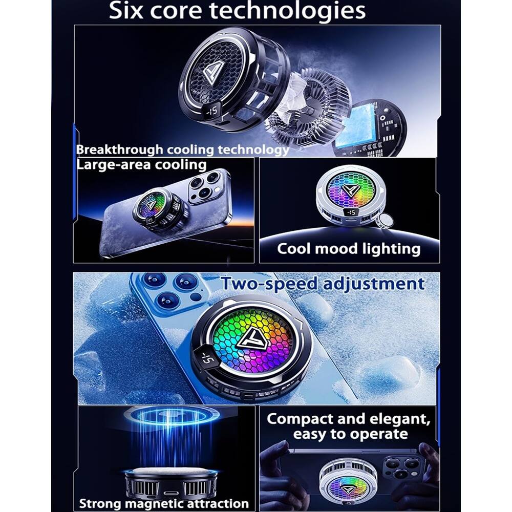 Six core technologies

- Breakthrough cooling technology
  - Large-area cooling

- Cool mood lighting

- Two-speed adjustment

- Compact and elegant, easy to operate

- Strong magnetic attraction