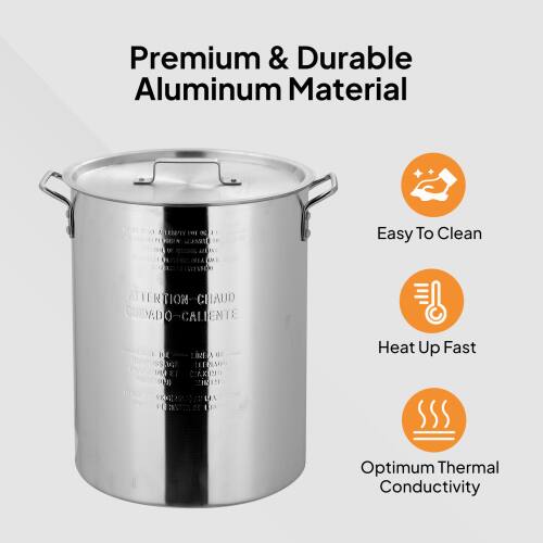 Alt View 1. Winado - 30QT Turkey Deep Fryer Pot with Lid and Strainer Basket Aluminum Seafood Boil Pot for Outdoor Camping Picniic - Sliver.