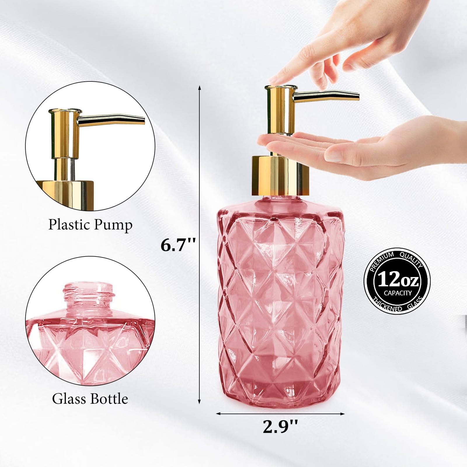Plastic Pump 6.7"  
Glass Bottle 2.9"  
12oz Capacity  
Premium Quality  
Thickened Glass
