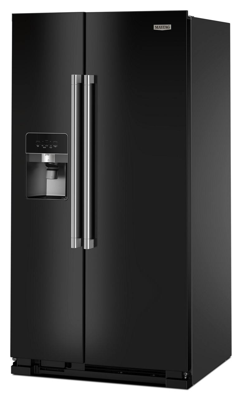 Angle. Maytag - 25 Cu. Ft. Side-by-Side Refrigerator with Gallon Door Bins - Black.