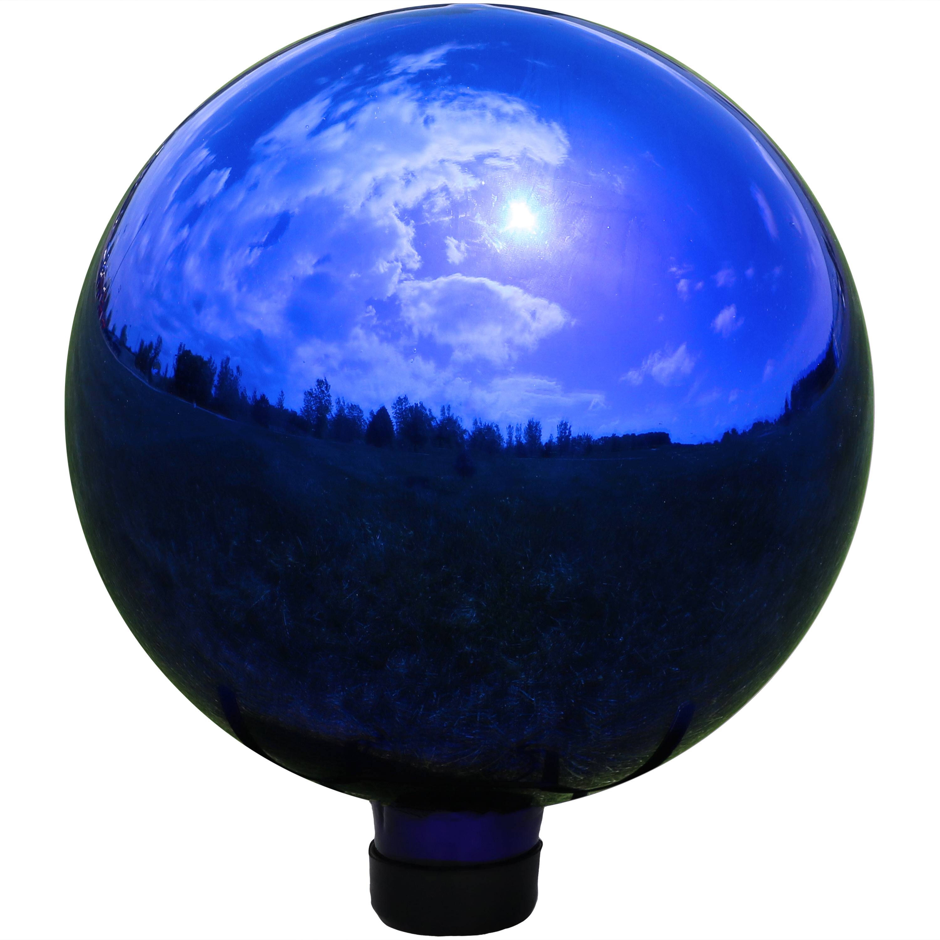 Front. Sunnydaze - Mirrored Surface Gazing Globe - 10 in - Blue.