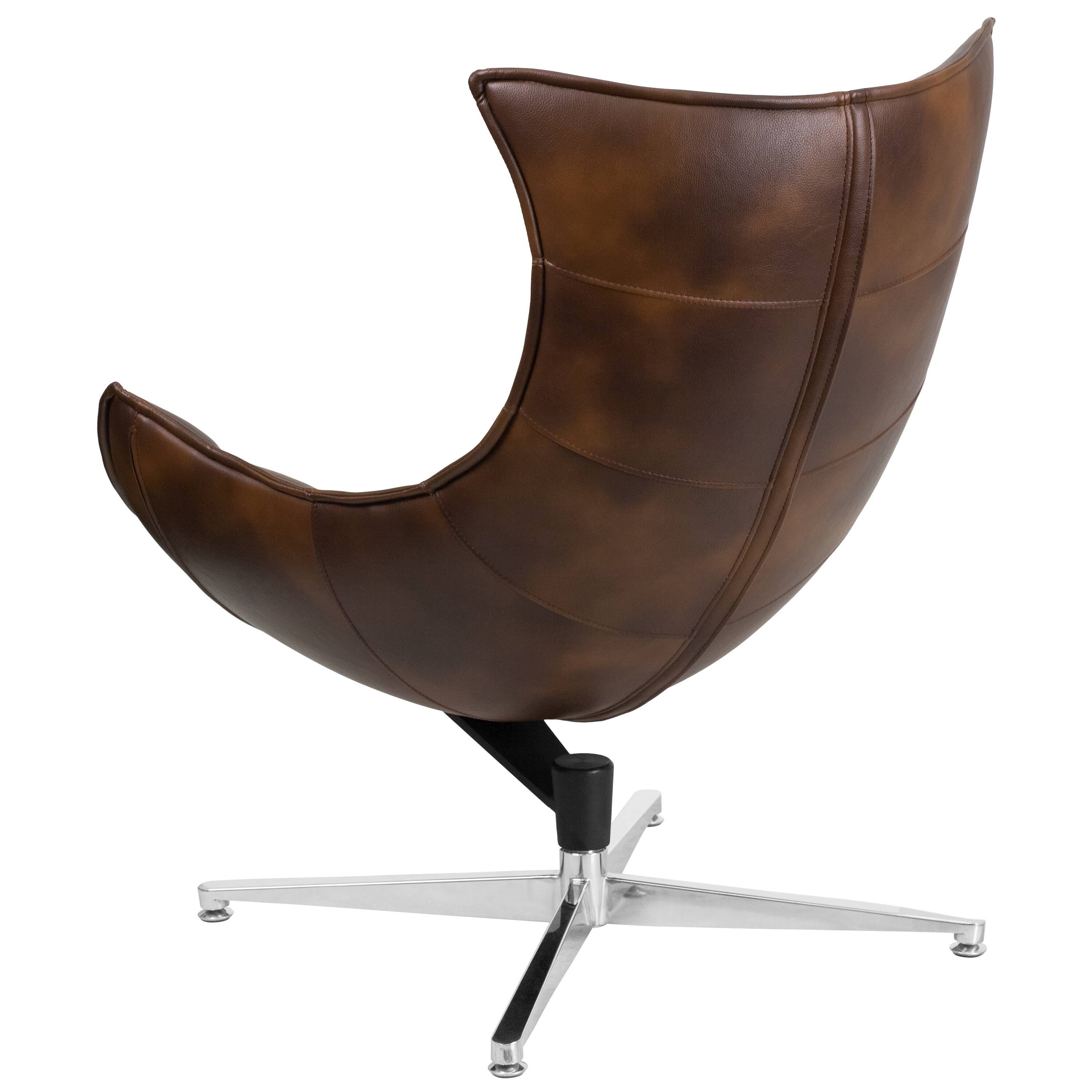 Alt View 3. Emma + Oliver - Home Office Swivel Cocoon Chair - Living Room Accent Chair - Bomber Jacket.