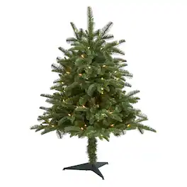 BreeBe - 3’ South Carolina Spruce Xmas Tree w/100 Lights and 458 Tips - Green