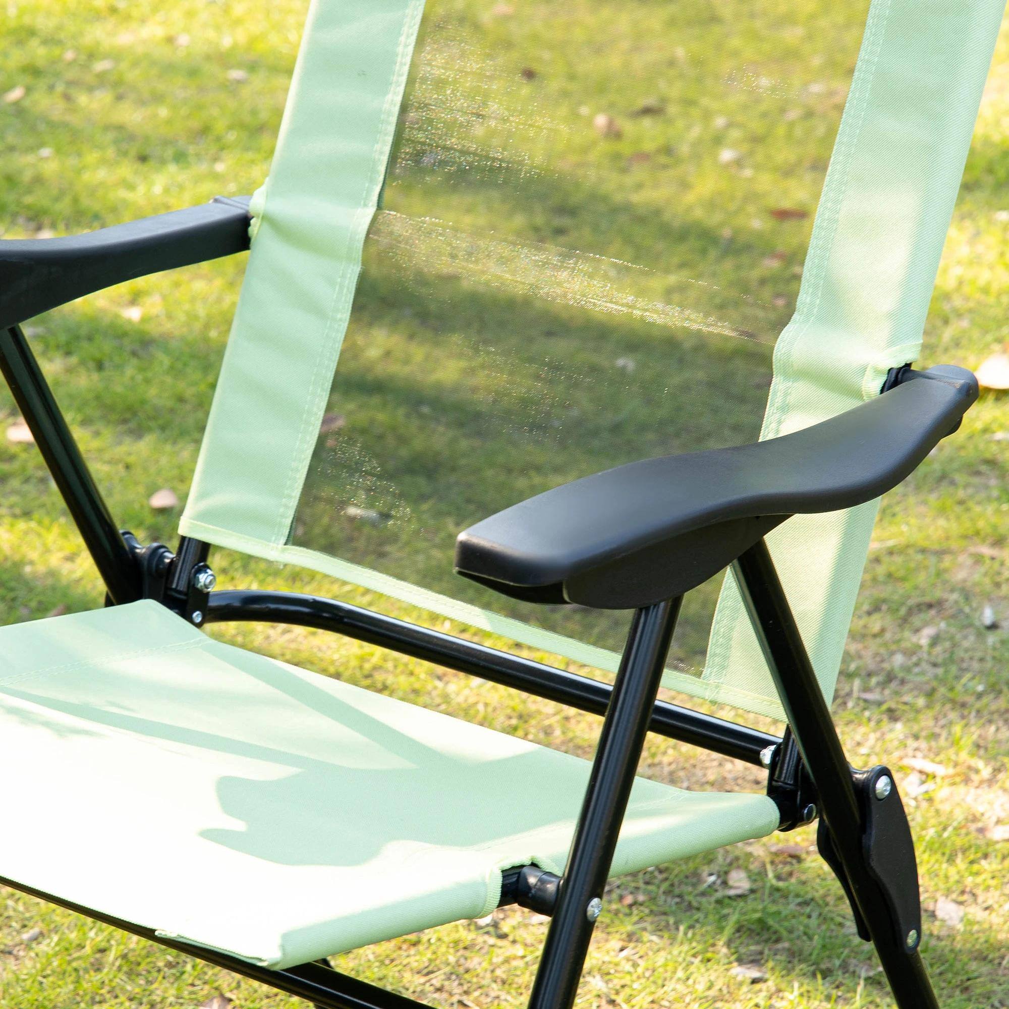 Angle. Resenkos - Resenkos Folding Patio Dining Chairs Set Of 2 - Black Outdoor Deck Chairs With Adjustable Sling Backs, Green - Green.