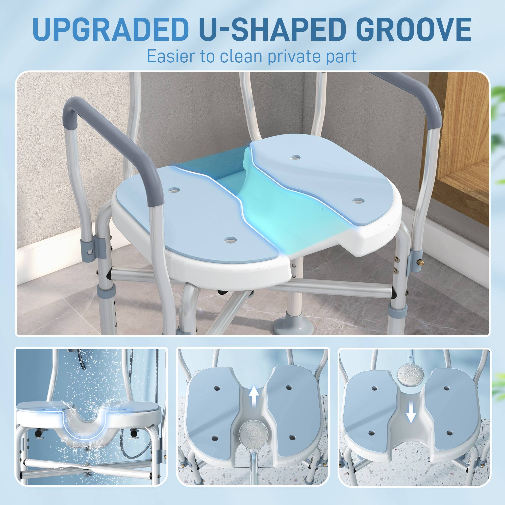 UPGRADED U-SHAPED GROOVE  
Easier to clean private part