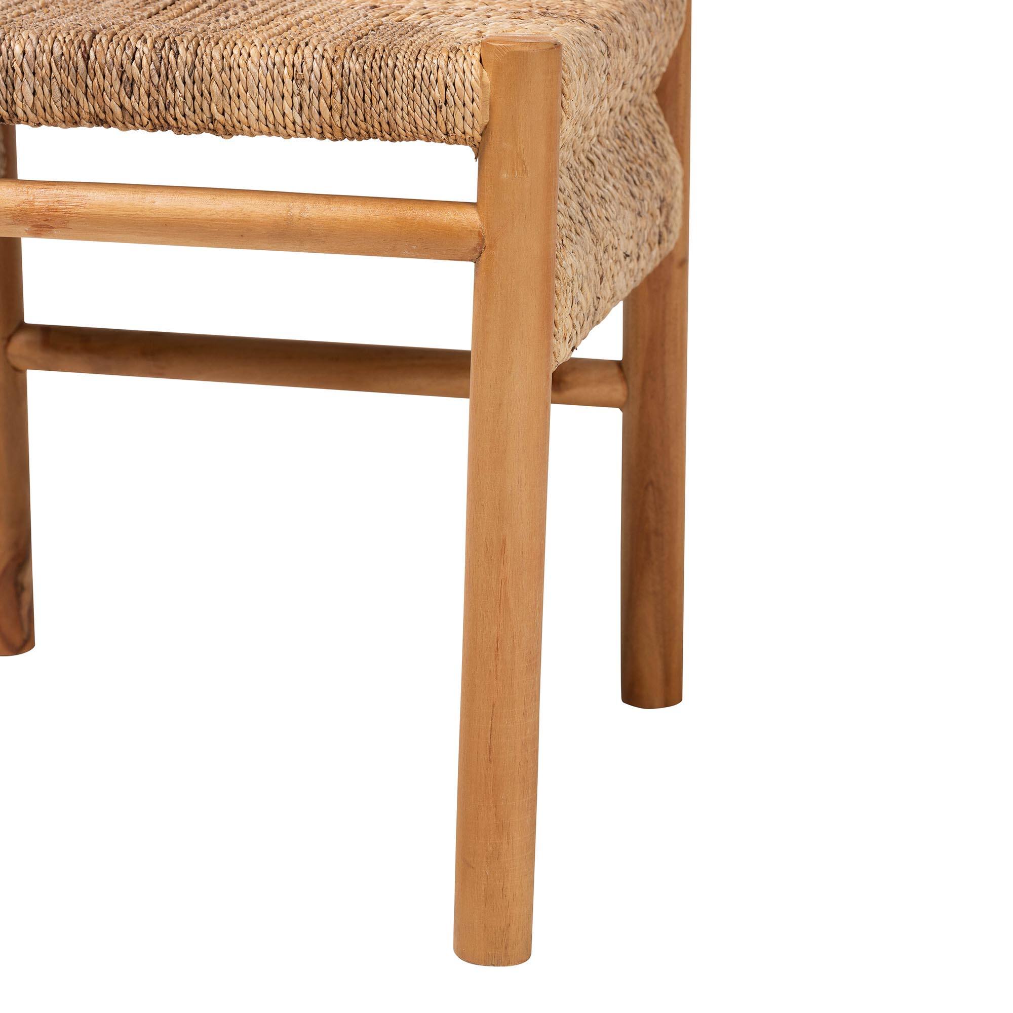 Alt View 2. bali & pari - Cavo Handwoven Seagrass Dining Chair - Natural Fiber Wicker Side Chair with Mahogany Wood Frame - Honey/Natural Brown.