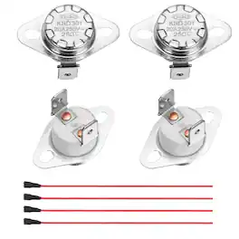 Unique Bargains - 2pcs KSD301 Thermostat 250°C/482°F 20A Normally Closed N.C Adjust Snap Disc Temp Switch with Terminal Wire Ceramic - Silver