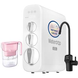 Waterdrop - G3P600 Tankless Reverse Osmosis Under-Sink Water Filter System, 600 GPD, Black Smart LED Faucet, Extra PT-05P Pitcher - White