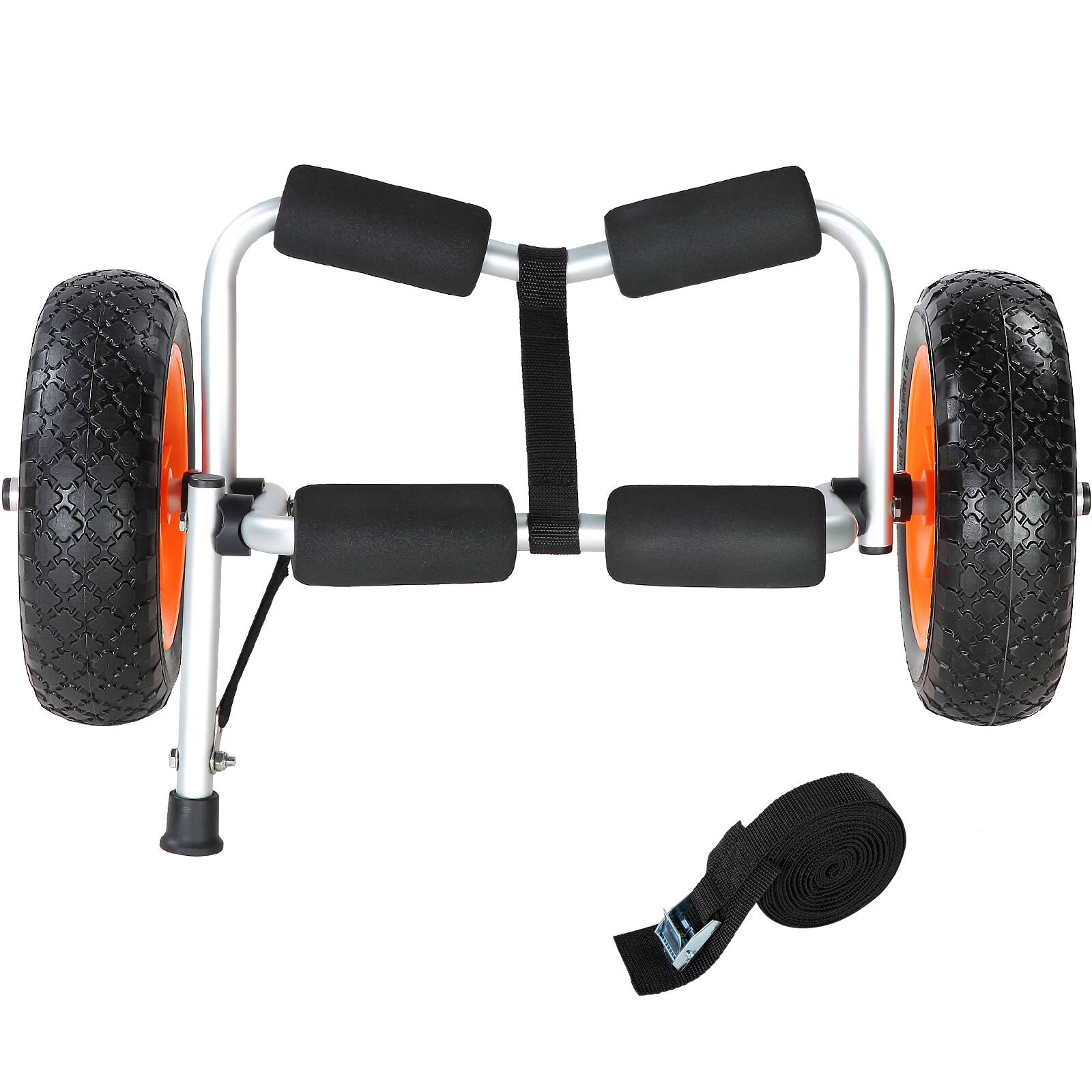 Alt View 5. VEVOR - Heavy Duty Kayak Cart, 250lbs Load Capacity, Foldable Canoe Trolley Cart with 10'' Solid Tires, Nonslip Support Foot - Silver + Black.