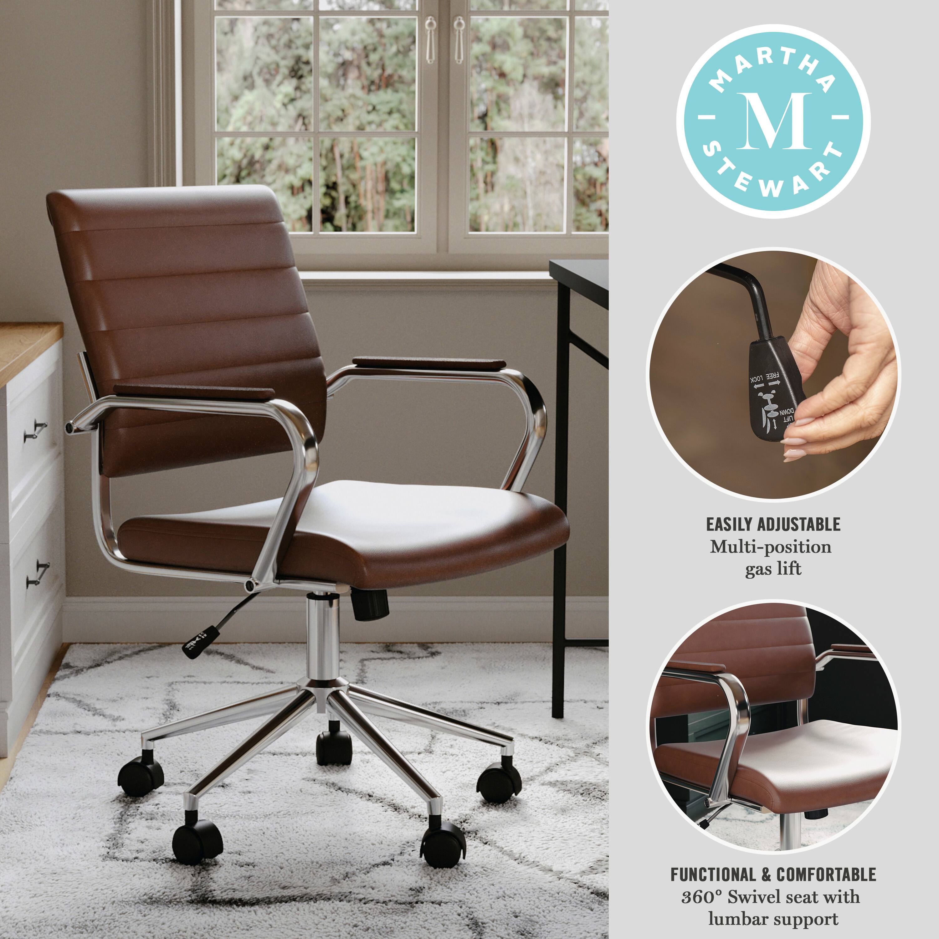 MARTHA STEWART - EASILY ADJUSTABLE Multi-position gas lift FUNCTIONAL & COMFORTABLE 360 Swivel seat with lumbar support