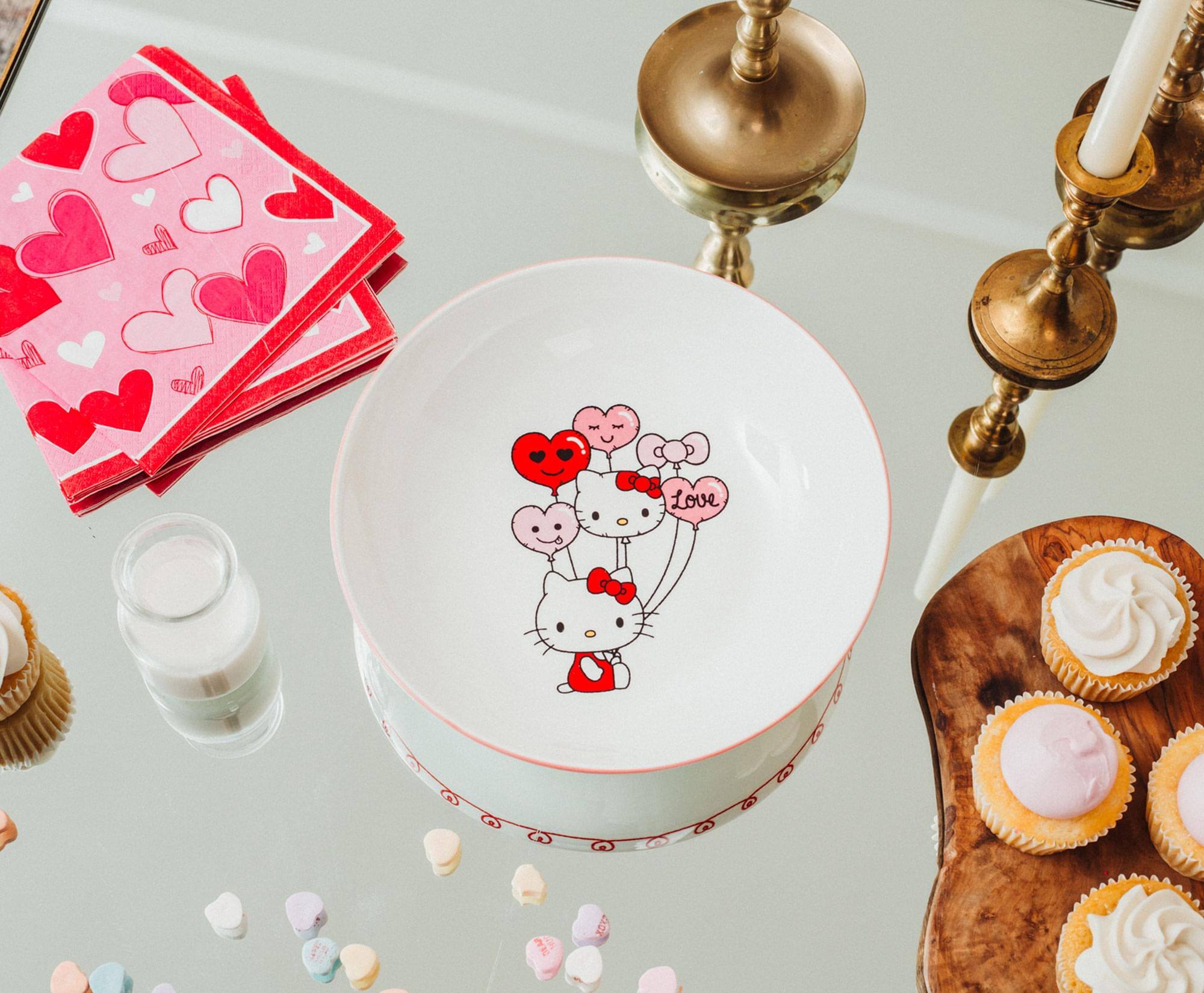 Alt View 1. Silver Buffalo - Sanrio Hello Kitty Balloons 9-Inch Ceramic Coupe Dinner Bowl - Pink.
