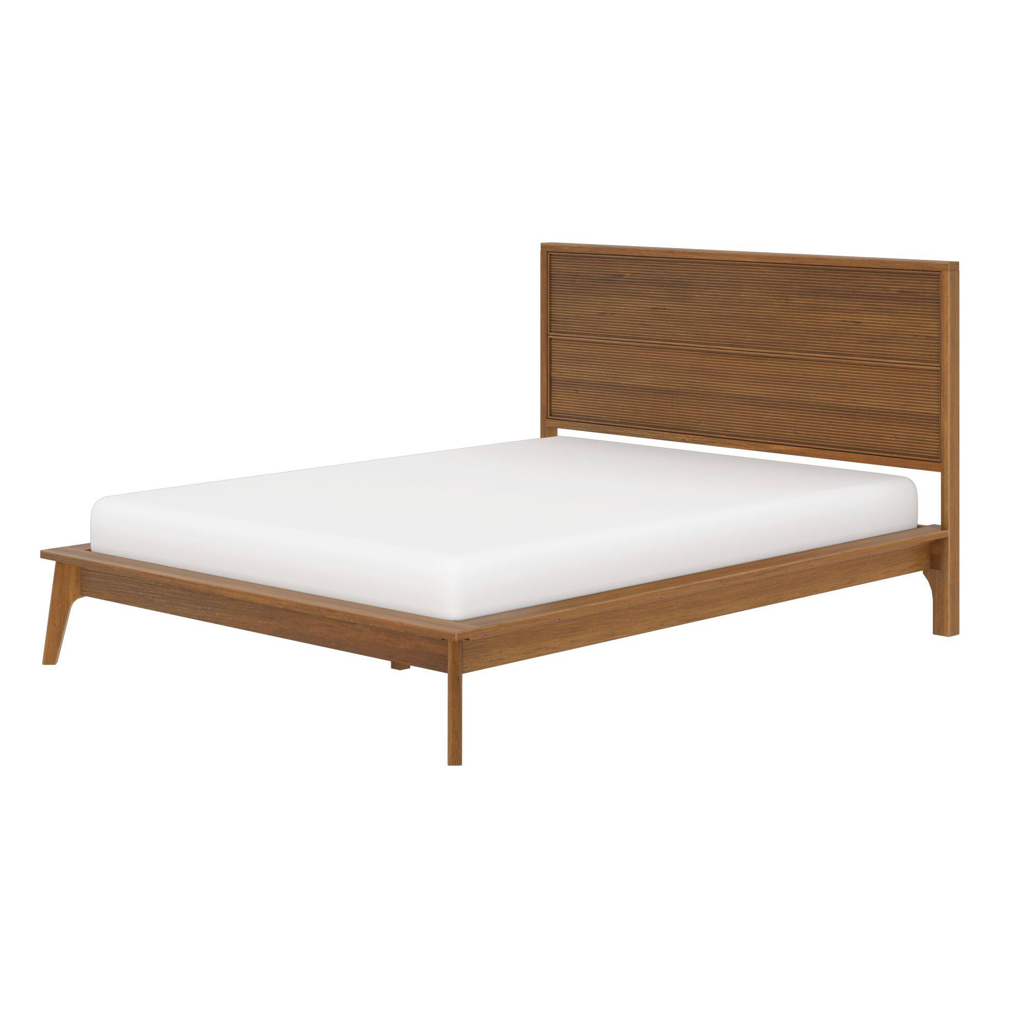 Alt View 6. Plank+Beam - Linea Tambour Queen Bed, Pecan - Pecan.