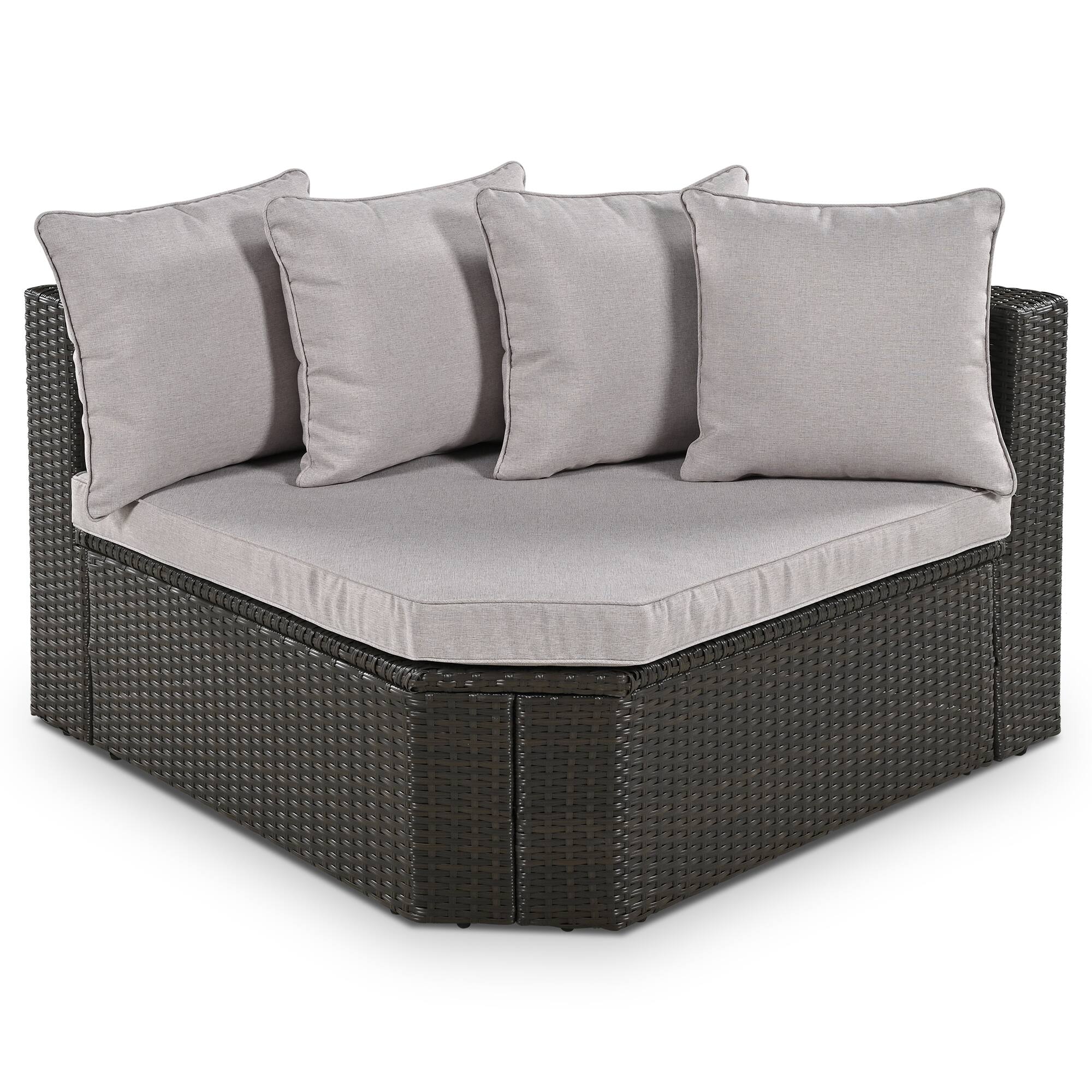 Alt View 5. Mondawe - 7-piece Outdoor Wicker Sofa Set With Colorful Pillows - Gray.