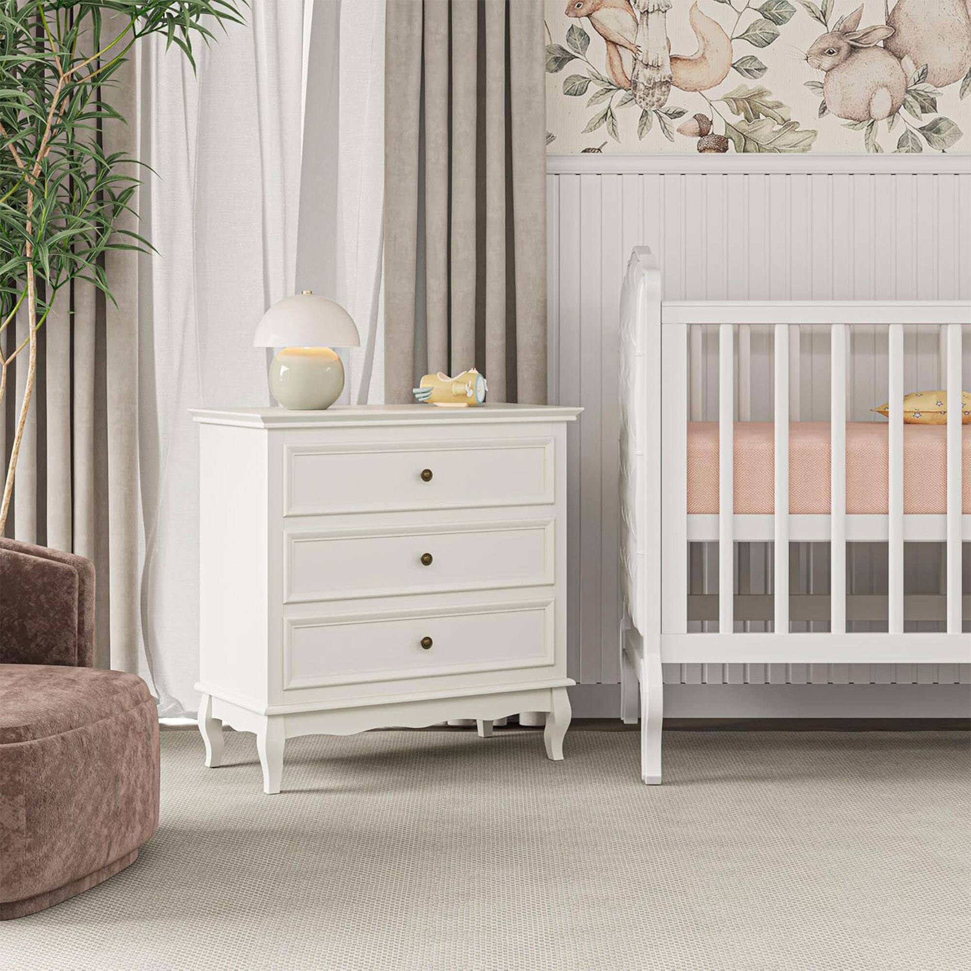 Alt View 7. RoyalCraft - RoyalCraft Wood Storage Drawer Nightstand Bedroom End Tables, White, Set of 2 - White.