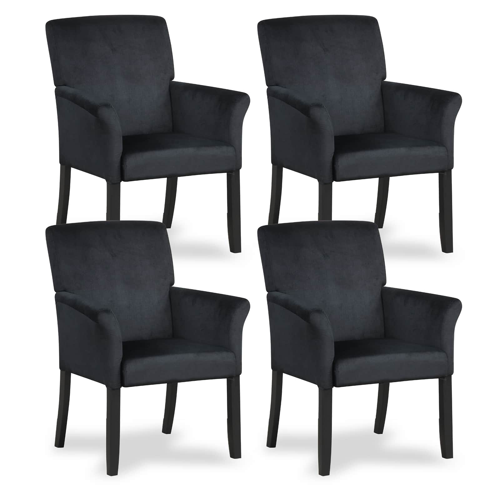 Gymax - Set of 4 Arm Chair Guest Chair Home Office w/ Wooden Legs - Black