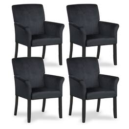 Gymax - Set of 4 Arm Chair Guest Chair Home Office w/ Wooden Legs - Black
