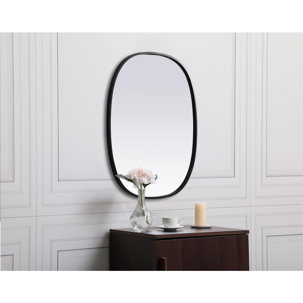 Alt View 4. Elegant Decor - Metal Frame Oval Mirror 24x30 Inch in Black - Black.