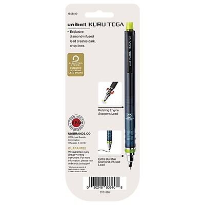 1858543 uniball KURU TOGA  
Exclusive diamond-infused 0.7 lead creates dark, crisp lines  
PATENTED LEAO Rotating Engine Sharpens Lead  
JAPAN UNIBRANDS.CO  
3024 unibrands  
GUARANTEE We guarantee every instrument for extra durable diamond-infused lead  
030246 00540 2021608 8
