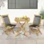 Alt View 1. Costway - 2 PCS Patio Folding Chairs with Woven Rope Seat & Back Indonesia Teak Wood for Porch - Natural + Black.