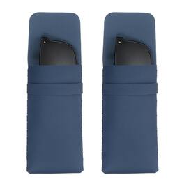 Unique Bargains - 2pcs Soft Glasses Case Leather Flap Closure Pouch for Eyewear Travel Sport Work - Dark Blue