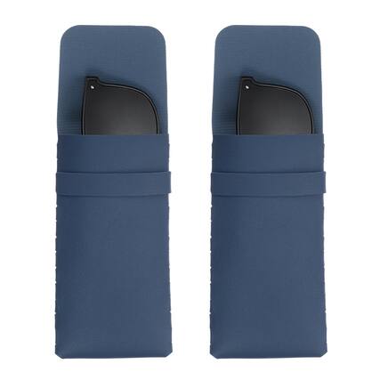 Front. Unique Bargains - 2pcs Soft Glasses Case Leather Flap Closure Pouch for Eyewear Travel Sport Work - Dark Blue.