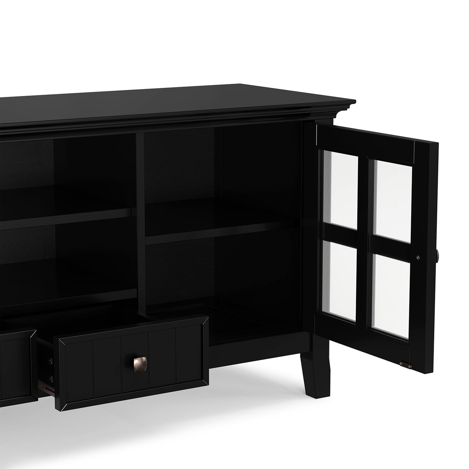 Alt View 7. Simpli Home - Acadian 60 inch TV Stand with 26 inch 5 Shelf Bookcases (Set of 3) - Black.