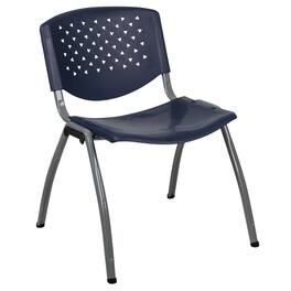 Emma + Oliver - Home and Office Plastic Stack Chair with Perforated Back - Guest Chair - Navy