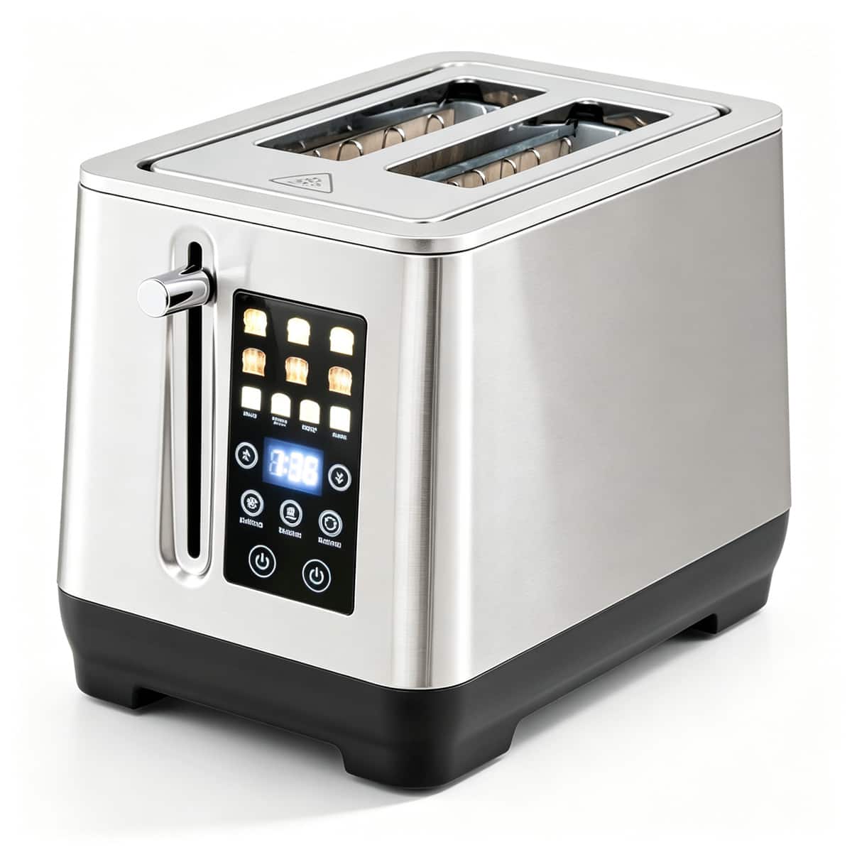 VAVSEA - 2 Slice Stainless Steel Toaster with LED Display 6 Browning Levels and 4 Bread Modes - Silver