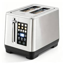 VAVSEA - 2 Slice Stainless Steel Toaster with LED Display 6 Browning Levels and 4 Bread Modes - Silver