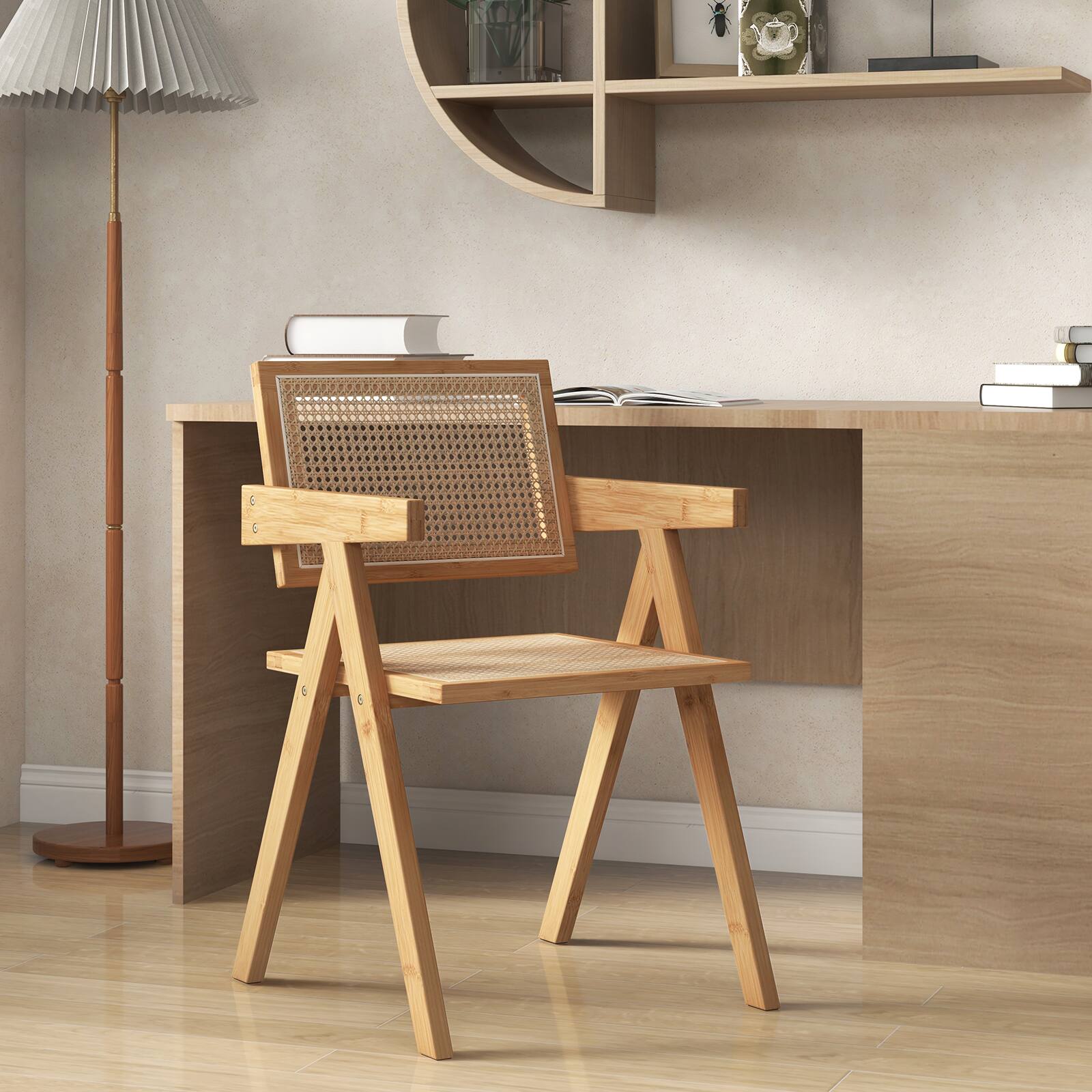 Alt View 5. Ecooso - Set of 2 Rattan Accent Chairs with Natural Bamboo Frame for Living Room - Natural.