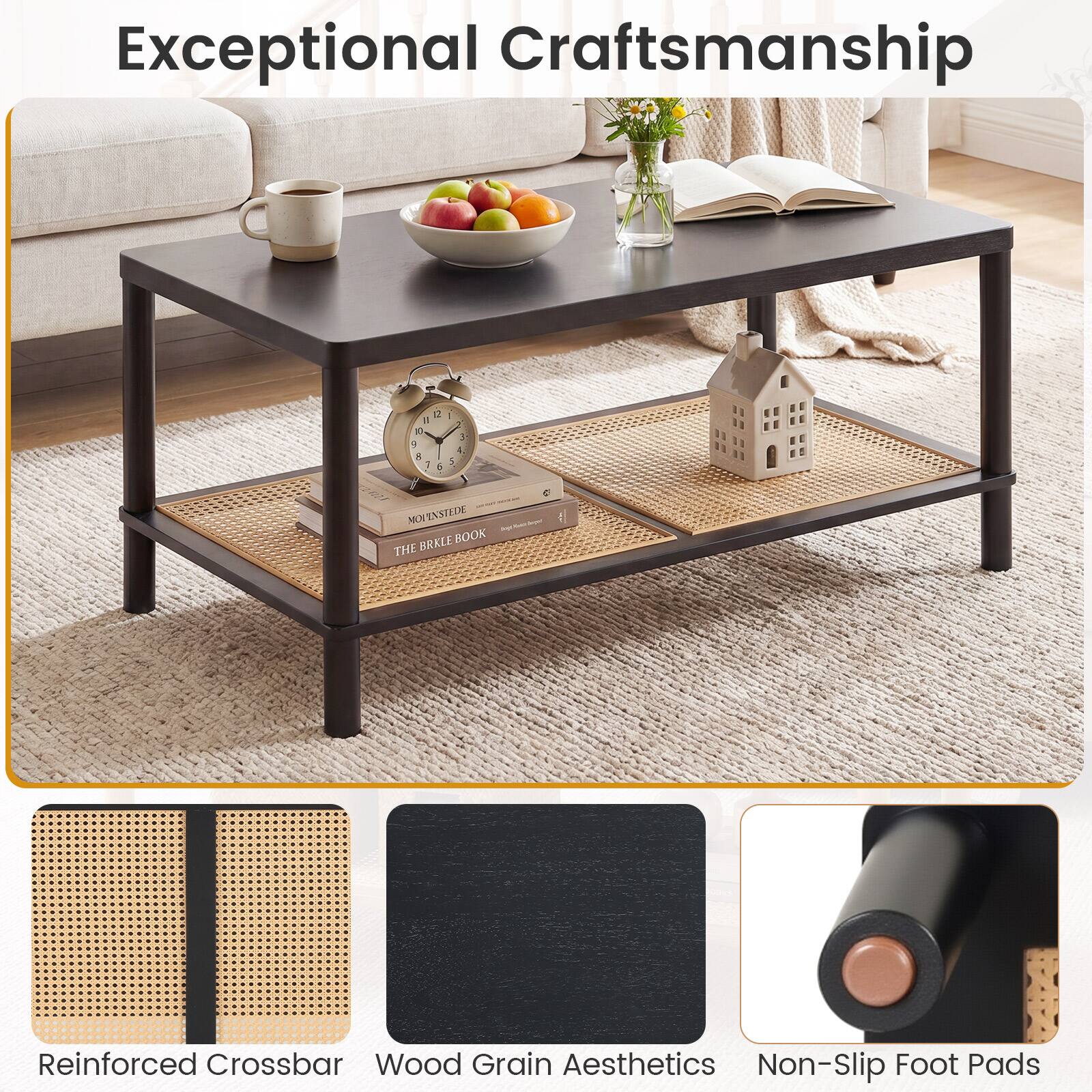 Exceptional Craftsmanship

Reinforced Crossbar
Wood Grain Aesthetics
Non-Slip Foot Pads