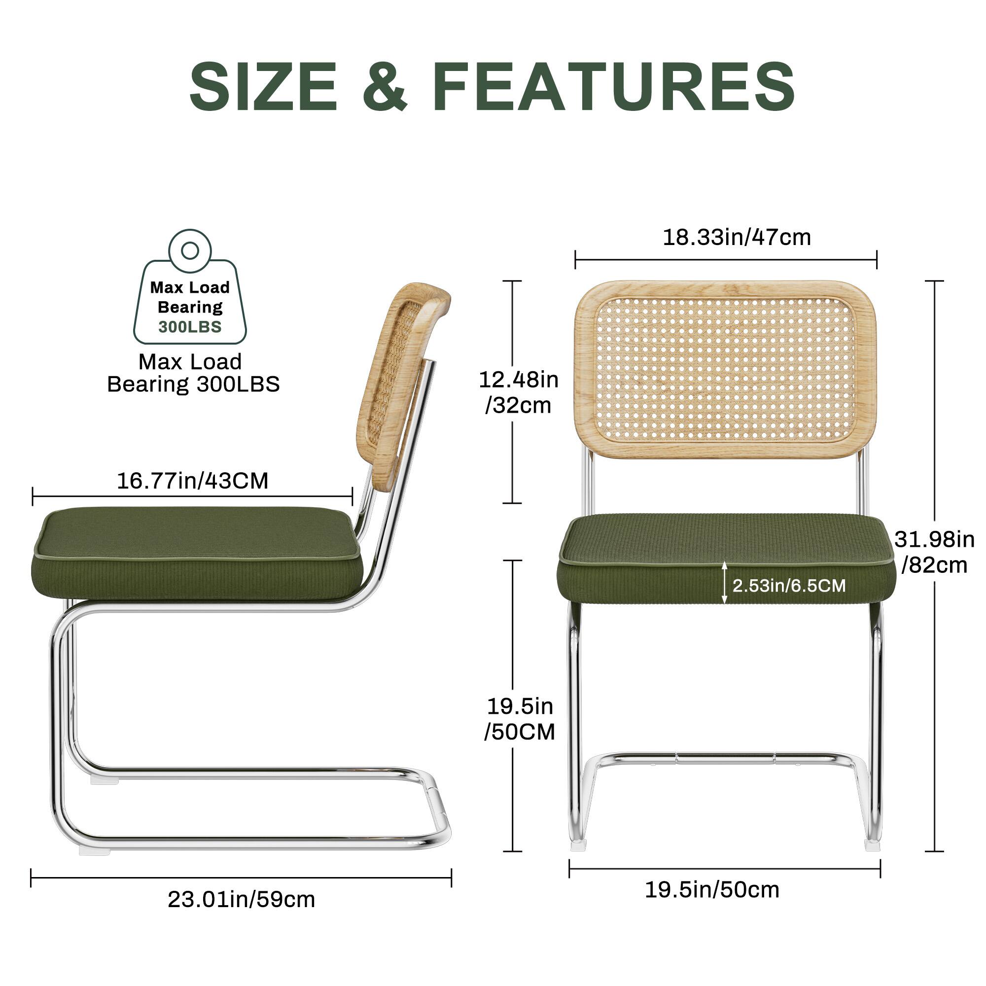 **Size & Features:**

- **Max Load Bearing:** 300LBS
- **Dimensions:**
  - 18.33in / 47cm
  - 12.48in / 32cm
  - 16.77in / 43cm
  - 31.98in / 82cm
  - 2.53in / 6.5cm
  - 19.5in / 50cm
  - 23.01in / 59cm