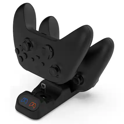 Front. Luckbyte - Dual Controller Charging Dock for Switch Pro, PS5, Xbox Series X/S & Elite 2, Fast Charging Station with LED Indicators - Black Color.
