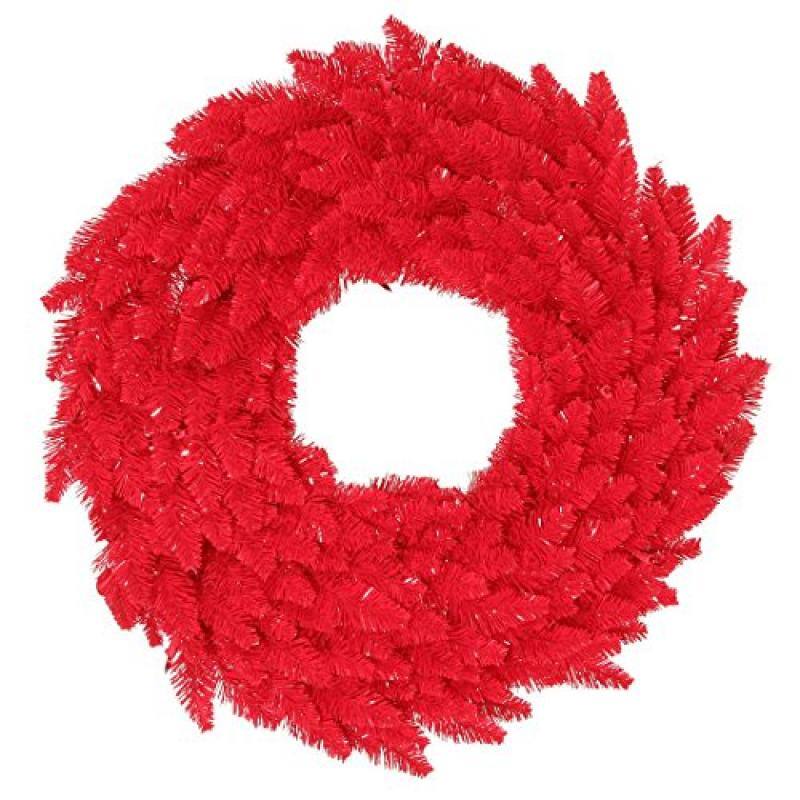 Front. Vickerman - Vickerman 24" Red Fir Wreath 210 Tips - Red.
