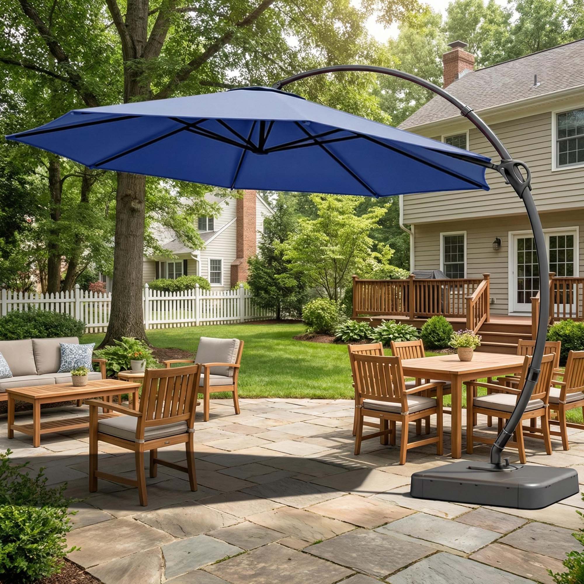 Alt View 4. Boyel Living - 11ft New Navy Blue Cantilever Patio Umbrella UV Protection - Navy blue.