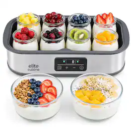Elite Cuisine - EYMECL0062 Programmable ProBioticPRO Digital Yogurt Maker - Stainless Steel