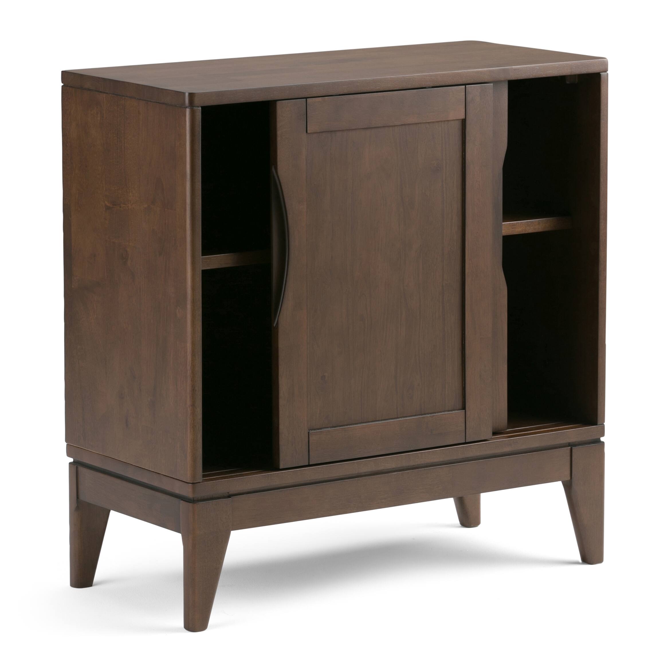 Back. Simpli Home - Harper Solid Wood 30 inch Storage Cabinet in Walnut Brown (Set of 2) - Walnut Brown.