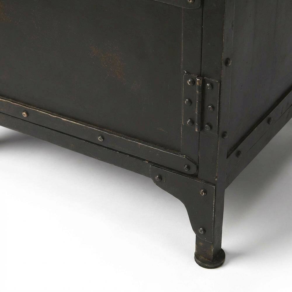 Alt View 1. Starlight Canyon Home - Industrial Side Chest with Distressed Finish, End Table for Living Room - Black.