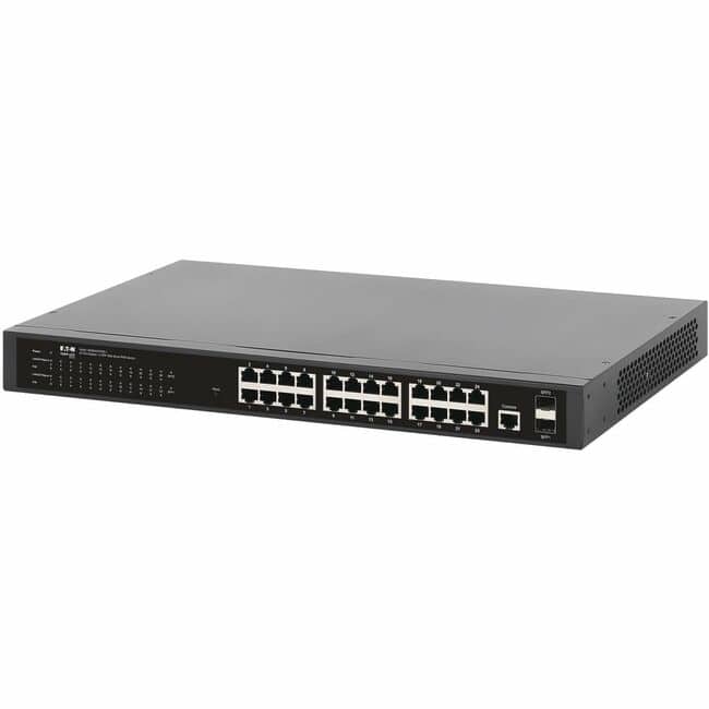 Eaton Tripp Lite Series 24-Port Managed Gigabit Ethernet Switch with PoE+ - Layer 2, 1 Gbps, 2x GbE SFP Ports, 370W PoE - Unknown