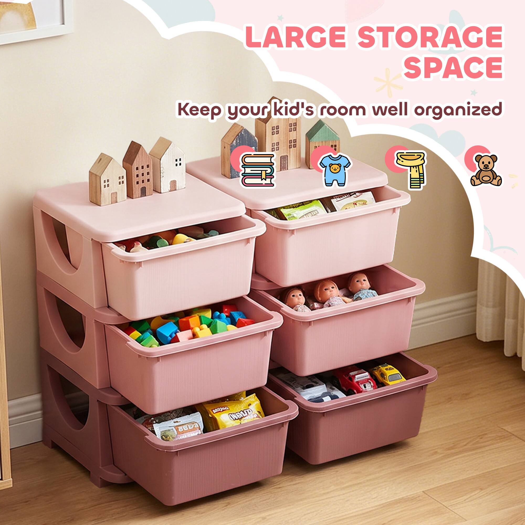 LARGE STORAGE SPACE  
Keep your kid's room well organized