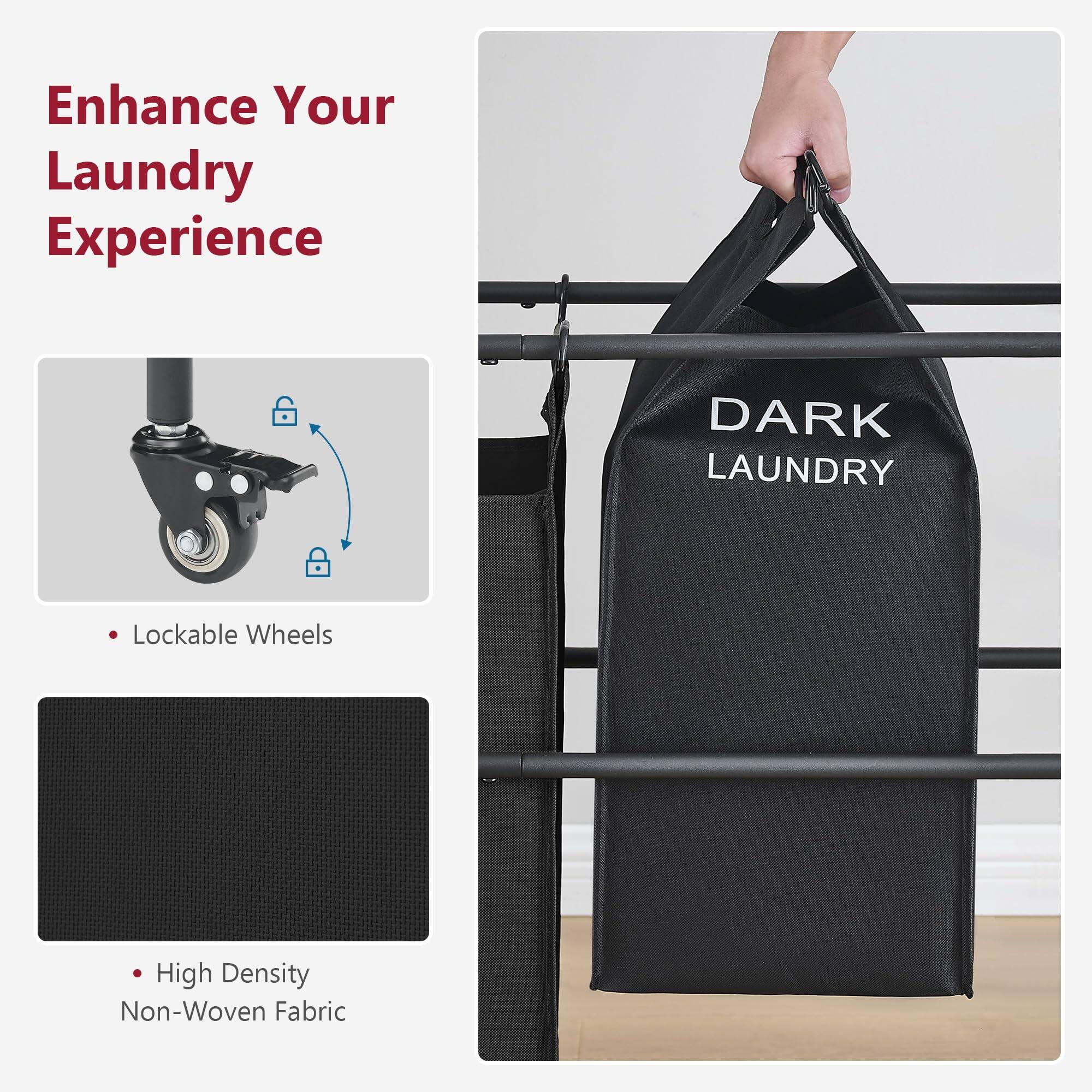 Enhance Your Laundry Experience

- Lockable Wheels
- High Density Non-Woven Fabric

DARK LAUNDRY